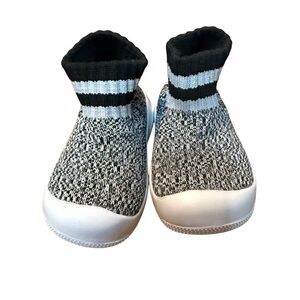 Kids' Black and White Knit Slip-On Shoes